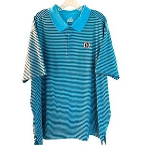 Ahead Extreme teal black striped golf shirt 3 button polo Palmer Legend Club XXL